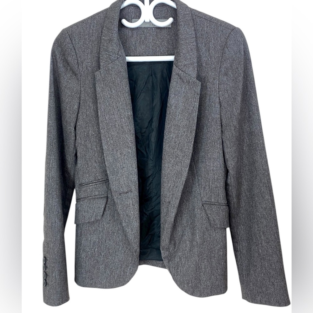 Zara Wool Blend Blazer Grey No Pockets Small
